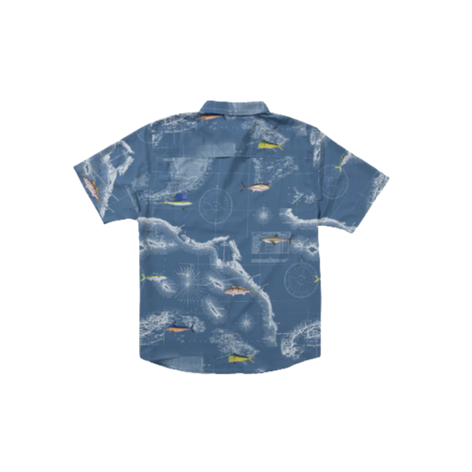 SALTY CREW FLAGSHIP UV BUTTON UP - CHANNEL BLUE