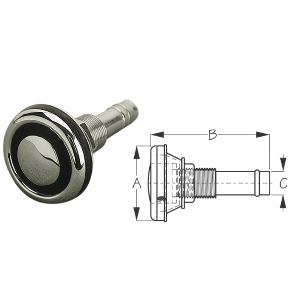 SEADOG GAS TANK VENT FLUSH MOUNT SS 5/8"