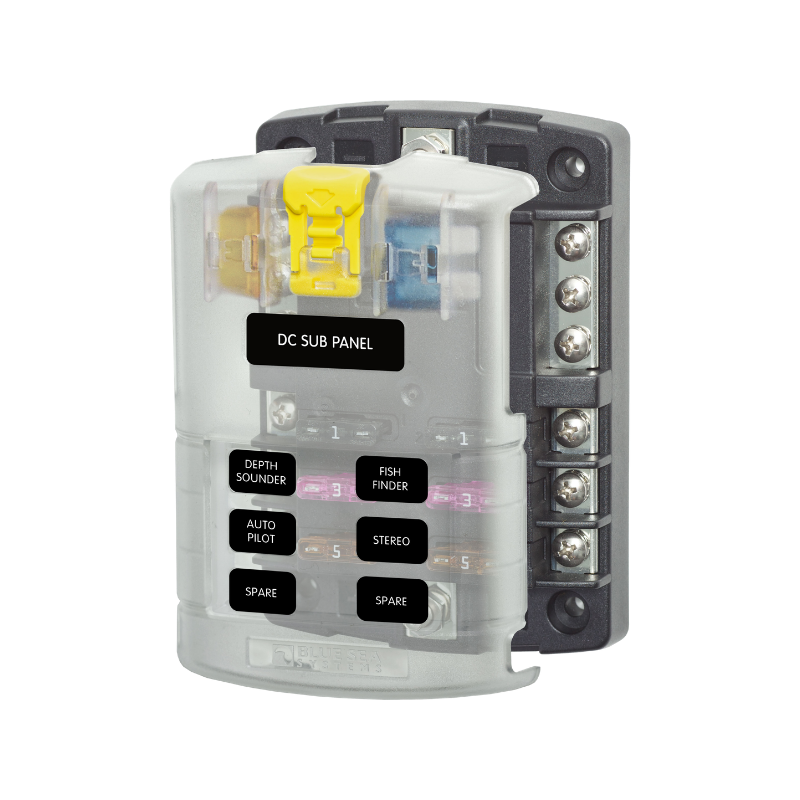 BSS ST BLADE FUSE BLOCK - 6 CIRCUITS WITH NEGATIVE BUS AND COVER
