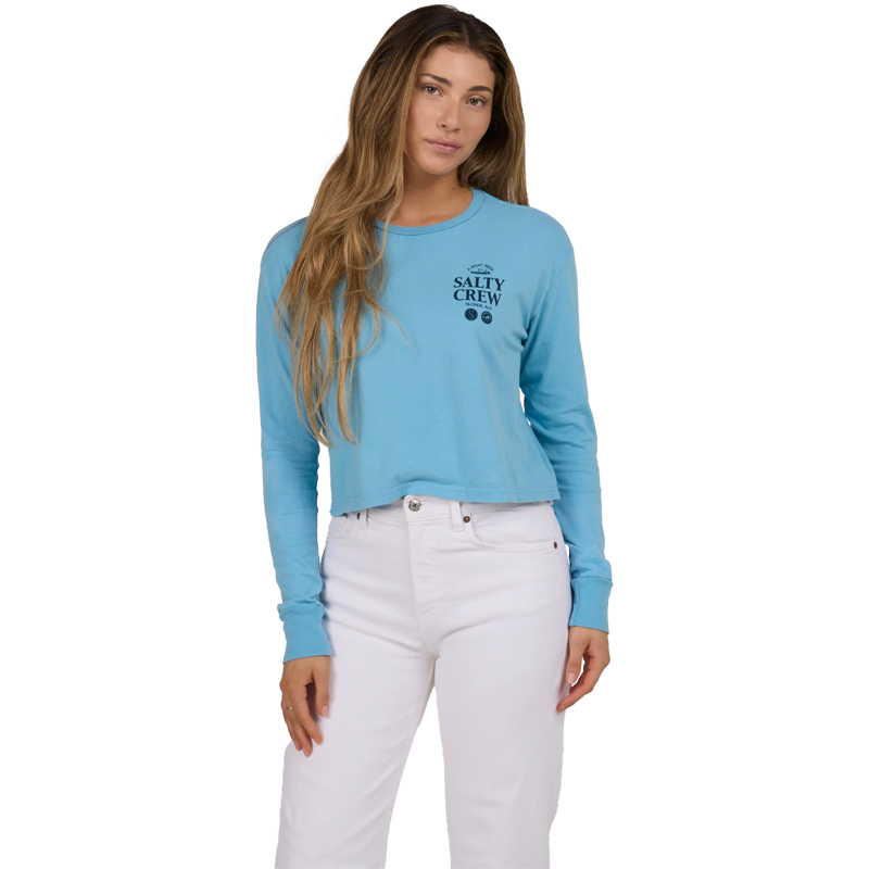 SALTY CREW WOMEN'S SIP & SEA LONG SLEEVE CROP TEE