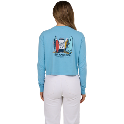 SALTY CREW WOMEN'S SIP & SEA LONG SLEEVE CROP TEE