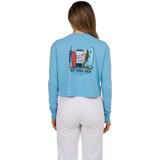 SALTY CREW WOMEN'S SIP & SEA LONG SLEEVE CROP TEE